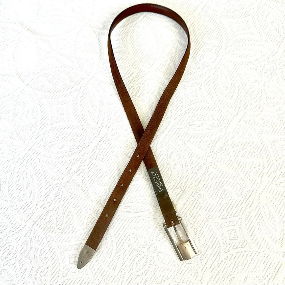 Brighton Silver Ranger Buckle Brown Leather Belt Sz L 34 B2807 - Picture 9 of 13